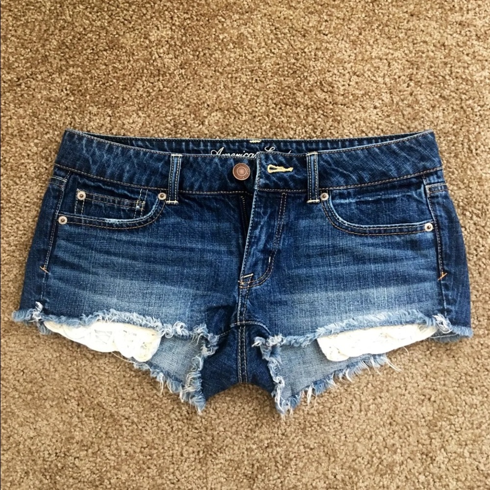 American Eagle Lace Pocket Jean Shorts